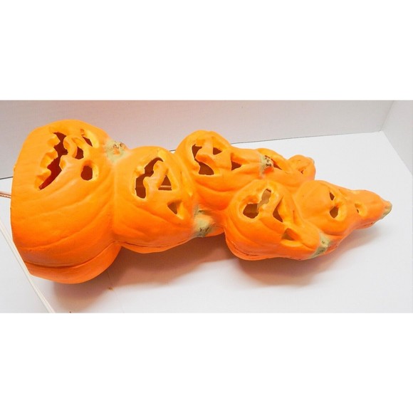 Gemmy Halloween Stacked Jack O Lantern Pumpkin Faces Foam Lighted 15 In Works - Picture 10 of 15